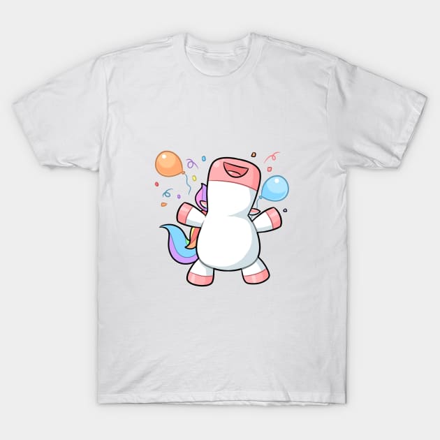 kawaii unicorn celebrating T-Shirt by Japanese Designs